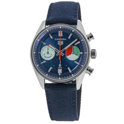 Tag Heuer Carrera Chronograph Skipper Automatic Blue Dial Fabric Strap Men's Watch Cbs2213.fn6002