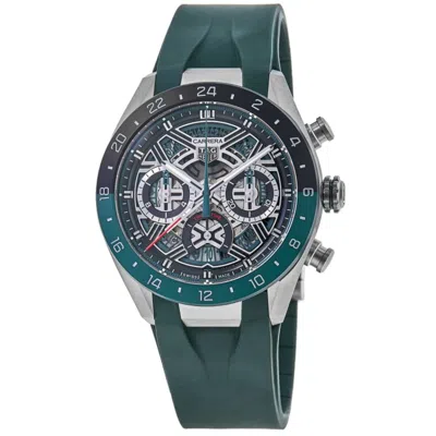 Tag Heuer Carrera Chronograph Twin-time Extreme Sport Skeleton Dial Rubber Strap Men's Watch Cbu2084.ft6297 In Green