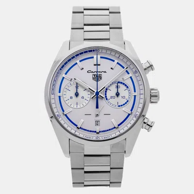 Pre-owned Tag Heuer Carrera Chronograph X Porsche Cbn2016.eb0275 White Stainless Steel Automatic Men's Watch 42mm
