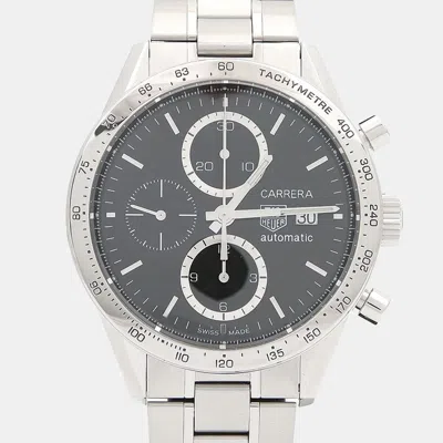 Pre-owned Tag Heuer Carrera Cv2016-2 Automatic Stainless Steel Men's Wristwatch 41.5 Mm In Black