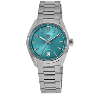 Tag Heuer Carrera Date Automatic Turquoise Dial Steel Women's Watch In Blue
