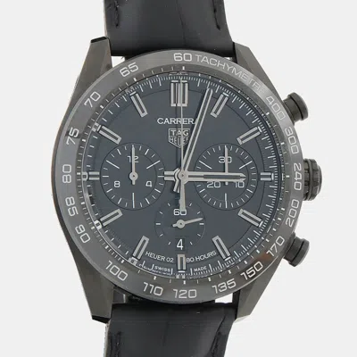 Pre-owned Tag Heuer Carrera Japan Edition Chronograph Cbn2a1g Automatic Black Stainless Steel Men's Wristwatch 44mm