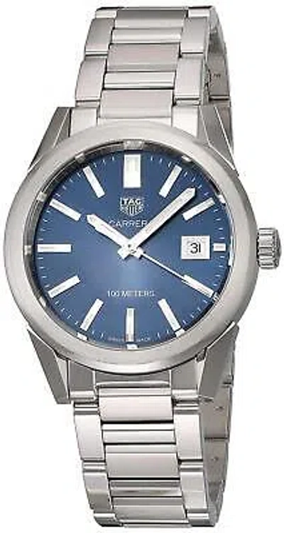 Pre-owned Tag Heuer Carrera Midsize Blue Dial Stainless Steel Watch Wbg1310.ba0758