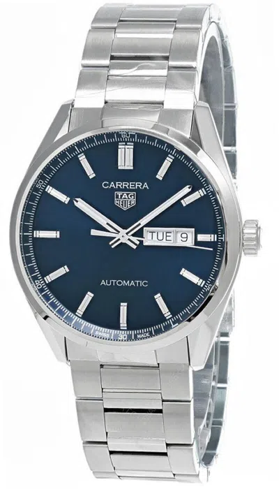 Pre-owned Tag Heuer Carrera Twin-time Auto Gmt Blue/steel 41 Mm Men's Watch Wbn201a.ba0640