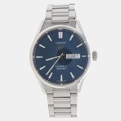 Pre-owned Tag Heuer Carrera War201e Blue Stainless Steel Automatic Men's Watches 41mm