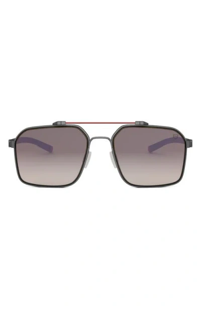 Tag Heuer Flex Dyneema® 57mm Square Sunglasses In Matte Gunmetal/bordeaux