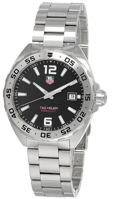 Pre-owned Tag Heuer Formula-1 41mm Quartz Ss Black Dial Men's Watch Waz1112.ba0875