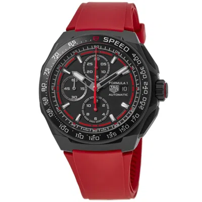 Tag Heuer Formula 1 Automatic Chronograph Black Dial Red Rubber Strap Men's Watch Cbz2085.ft8093
