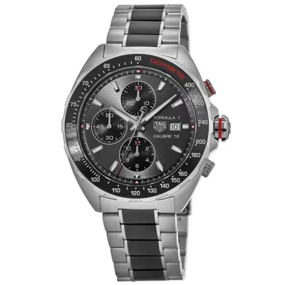 Tag Heuer Formula 1 Automatic Chronograph Grey Dial Ceramic & Steel Men's Watch Caz2012.ba0970 In Gray