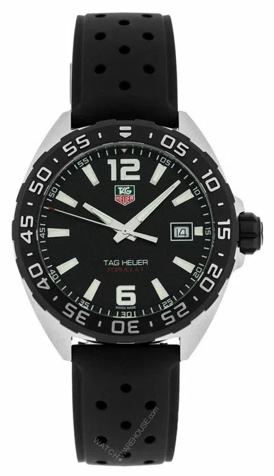 Pre-owned Tag Heuer Formula-1 Black Dial Rubber Band Men's Watch Waz1110.ft8023