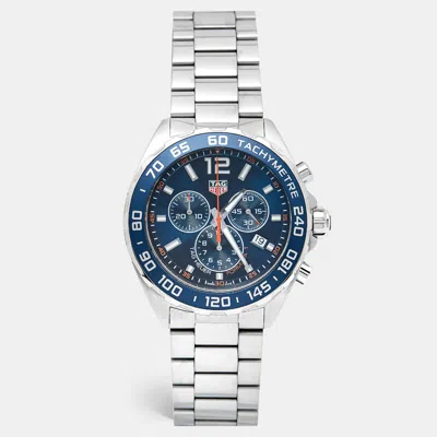 Pre-owned Tag Heuer Formula 1 Caz1014 Ba0842 Blue Dial Stainless Steel Men's Wristwatch 43 Mm In Silver