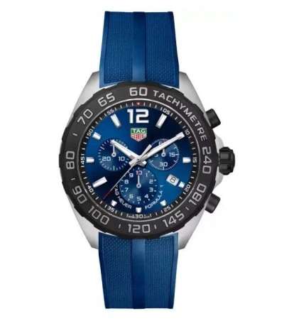 Pre-owned Tag Heuer Formula 1 Chrono Blue Dial Rubber 43 Mm Men's Watch Caz101av.ft8077