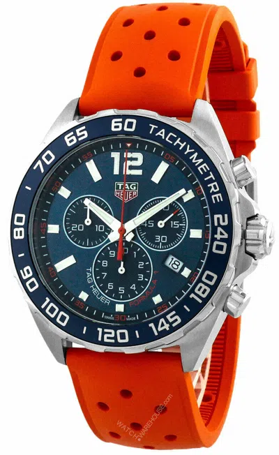 Pre-owned Tag Heuer Formula 1 Chrono Blue Dial Rubber Watch With 3 Subdials Caz1014.ft8028