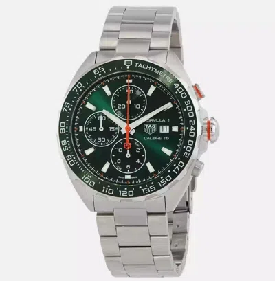 Pre-owned Tag Heuer Formula 1 Chronograph Auto Green Dial 44 Mm Men's Watch Caz201h.ba0876