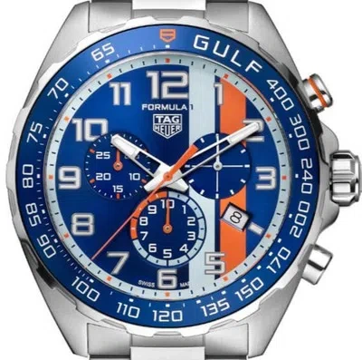 Pre-owned Tag Heuer Formula 1 Gulf Edition Blue Dial Mens Watch 43 Caz101at.ba0842