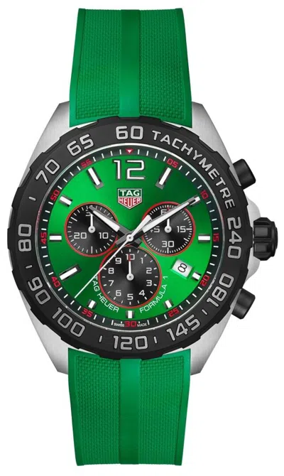 Pre-owned Tag Heuer Formula 1 Quartz Chrono Green Dial 43 Mm Men's Watch Caz101ap.ft8056