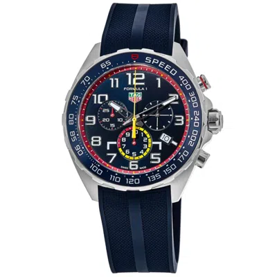 Tag Heuer Formula 1 Quartz Chronograph X Red Bull Racing Edition Rubber Strap Men's Watch In Blue