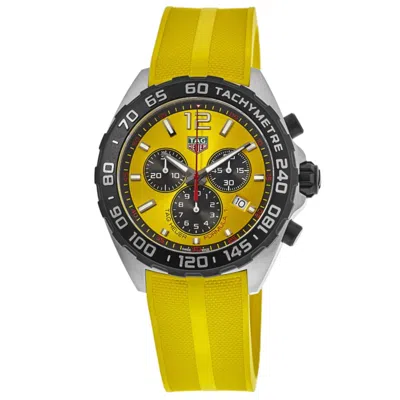 Tag Heuer Formula 1 Quartz Chronograph Yellow Dial Rubber Strap Men's Watch