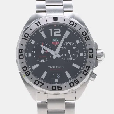 Pre-owned Tag Heuer Formula 1 Waz111a Quartz Stainless Steel Men's Wristwatch 41 Mm In Black