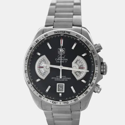 Pre-owned Tag Heuer Grand Carrera Cav511a.ba0902 Automatic Black Stainless Steel Men's Wristwatch 43 Mm