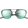 Tag Heuer Line 53mm Polarized Pilot Sunglasses In Matte Blue / Green Polarized