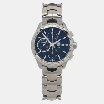 Pre-owned Tag Heuer Link Caliber 16 Cat2010 Chronograph Steel Automatic Men's Wristwatch 40mm In Blue