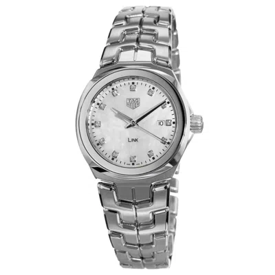 Tag Heuer Link Quartz 32mm Mother Of Pearl Diamond Dial Steel Women's Watch Wbc1312.ba0600 In Multi