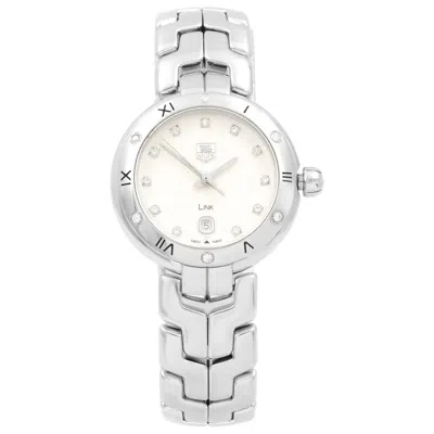 Pre-owned Tag Heuer Link Steel Diamond Silver Guilloche Quartz Ladies Watch Wat1413.ba0954 In Multi