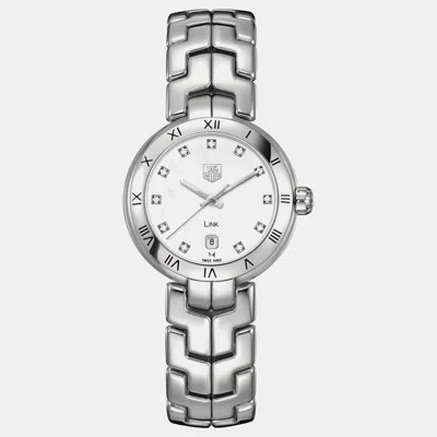 Pre-owned Tag Heuer Link Wat1417.ba0954 White Stainless Steel Diamond Quartz Women's Watches 29mm
