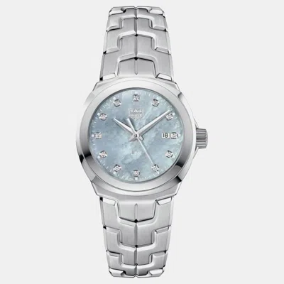 Pre-owned Tag Heuer Link Wbc1313.ba0600 Blue Stainless Steel Diamond Quartz Women's Watches 32mm
