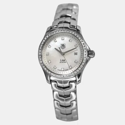 Pre-owned Tag Heuer Link Wjf1319.ba0572 Quartz Silver Stainless Steel Diamond Women's Wristwatch 27 Mm