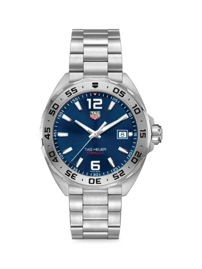 Tag Heuer Men's Formula 1 41mm Stainless Steel Quartz Tachymeter Bracelet Watch In Blue