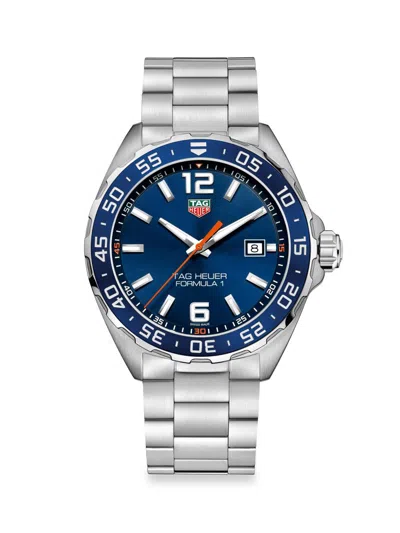Tag Heuer Men's Formula 1 43mm Stainless Steel Quartz Bracelet Watch In Blue