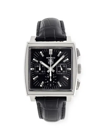 Pre-owned Tag Heuer Monaco 38mm Chronograph Watch In Black