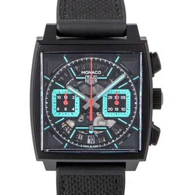 Pre-owned Tag Heuer Monaco Automatic Black Dial Rubber Men's Watch Cbl2184.ft6236