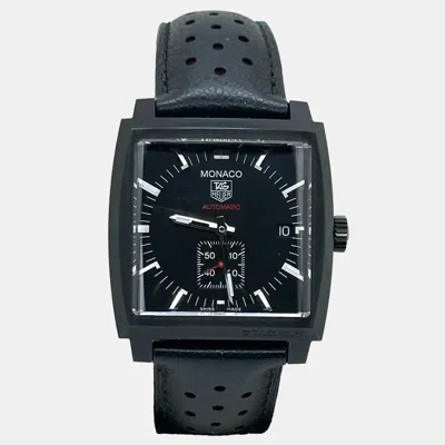 Pre-owned Tag Heuer Monaco Calibre 6 Ww2119.fc6338 Automatic Titanium Men's Wristwatch 37 Mm In Black