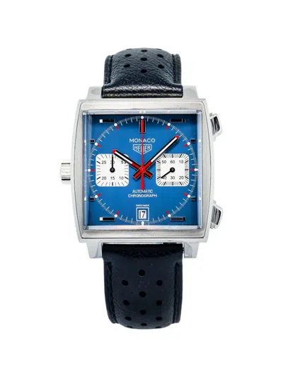 Pre-owned Tag Heuer Monaco Chronograph 39mm Watch In Blue