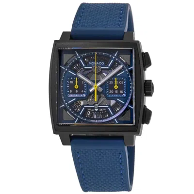 Tag Heuer Monaco Chronograph Automatic Titanium Black Skeleton Dial Blue Rubber Strap Men's Watch Cbl2188.ft62