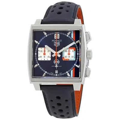 Pre-owned Tag Heuer Monaco X Gulf Chronograph Automatic Blue Dial Men's Watch