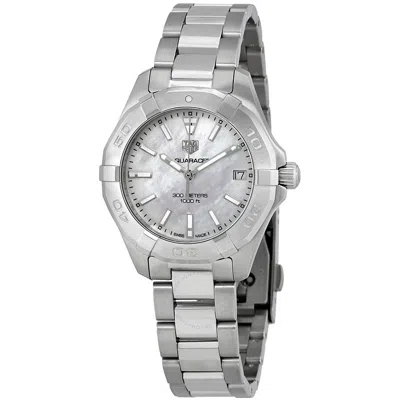 Tag Heuer Aquaracer Quartz White Mother Of Pearl Dial Ladies Watch Wbd1311.ba0740 In Mother Of Pearl/white/silver Tone