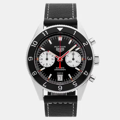 Pre-owned Tag Heuer Autavia Calibre Heuer 02 Chronograph Cbe2118.fc8246 Black Automatic Stainless St