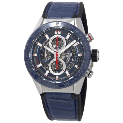 Tag Heuer Men's Carrera Chronograph Watch, Circa 2000s (authentic ) In Blue / Skeleton