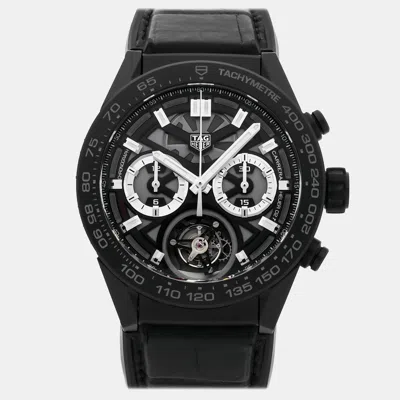 Pre-owned Tag Heuer Carrera Chronograph Tourbillon Car5a90.fc6415 Black Automatic Ceramic Men's Wris