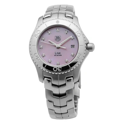 Tag Heuer Link Diamond Pink Mother-of-pearl Dial Ladies Watch Wj131c.ba0573 In White