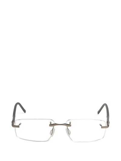 Tag Heuer Rectangle Rimless Glasses In Gray