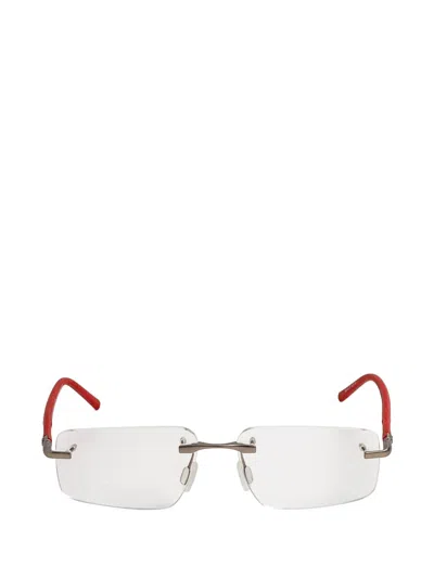 Tag Heuer Rimless Rectangle-frame Glasses In Red