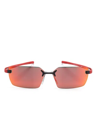 Tag Heuer Rimless Sunglasses In Red
