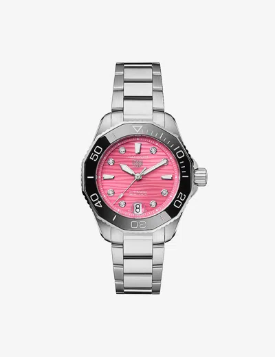 Tag Heuer Rose Wbp231j.ba0618 Aquaracer Professional 300 Date Stainless-steel And 0.078ct Diamond Au