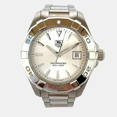 Pre-owned Tag Heuer Silver Stainless Steel Aquaracer Way1411 Quartz Women's Wristwatch 27.5 Mm