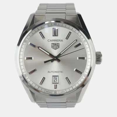 Pre-owned Tag Heuer Silver Stainless Steel Carrera Wbn2111 Automatic Men's Wristwatch 39 Mm